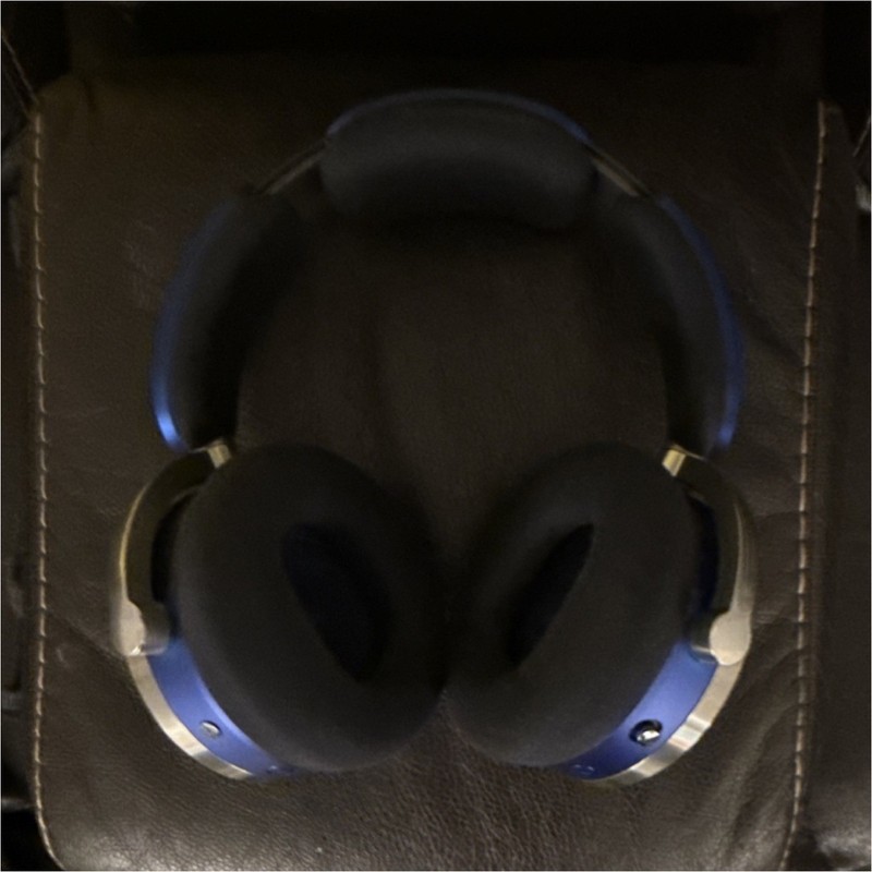 Dyson Blue Silver Black Headband Over-Ear Headphones Double Ear-Cup