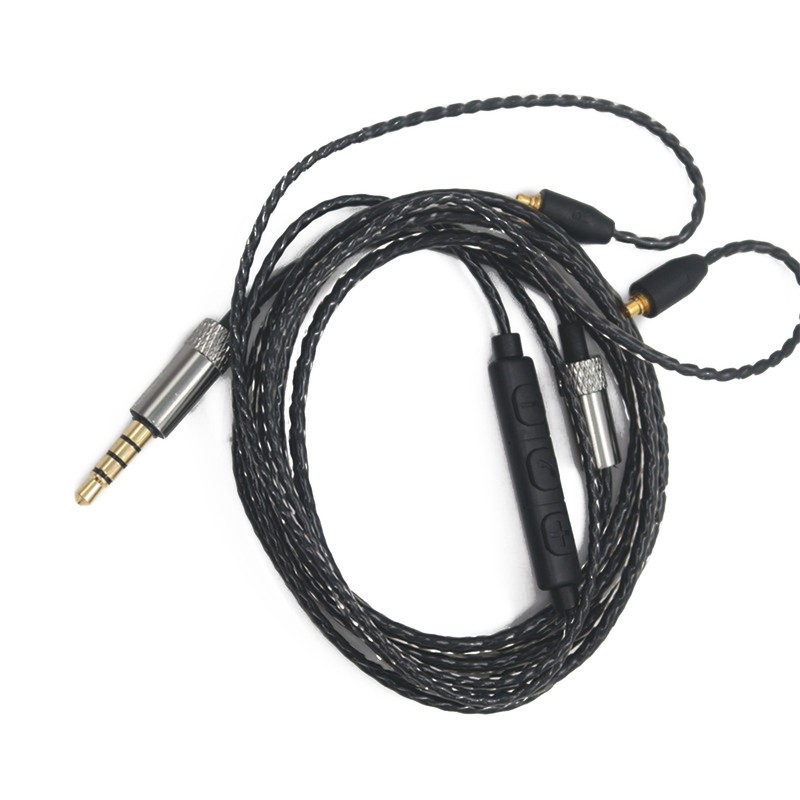 MMCX Audio Cable Cord Volume Control for Shure SE215/425/535/846 Black with Mic gallery