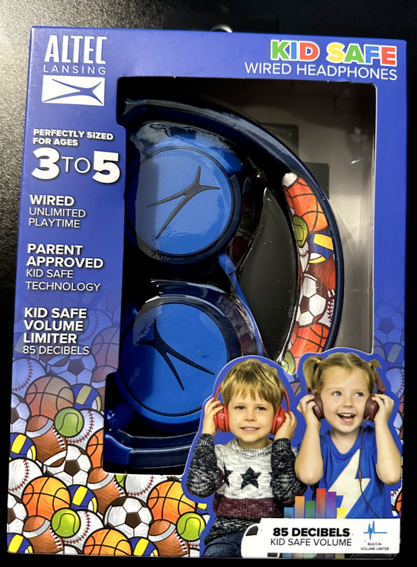 Altec Lansing Kid Safe Wired Headphones Ages 3-5 With Built-in Volume – New