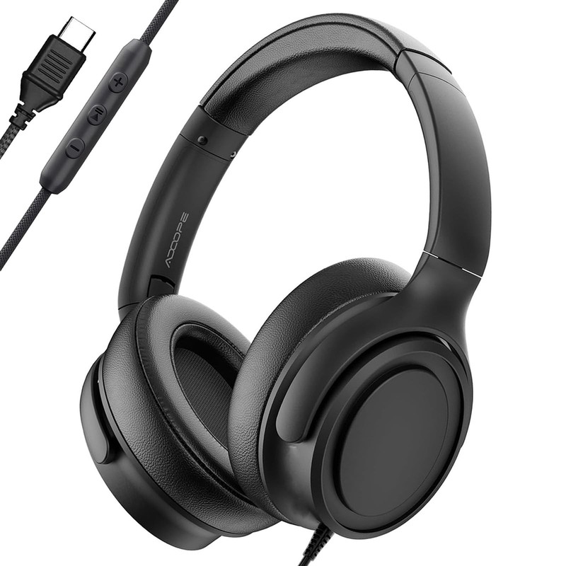 Wired Over-Ear Headphones with USB C Connector, Hi-Fi Stereo Sound, Noise-Iso…