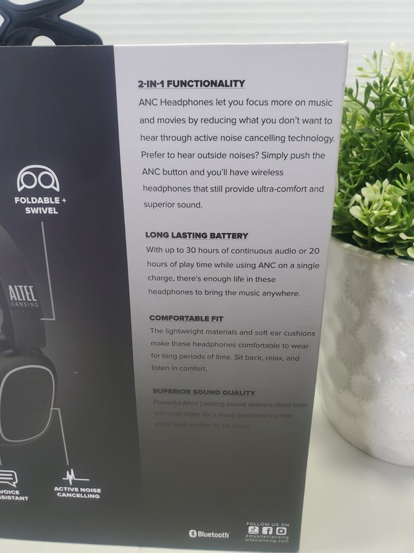 Altec Lansing Nanophone ANC 2.0 Black Over-Ear Bluetooth Wireless Headphones NEW gallery