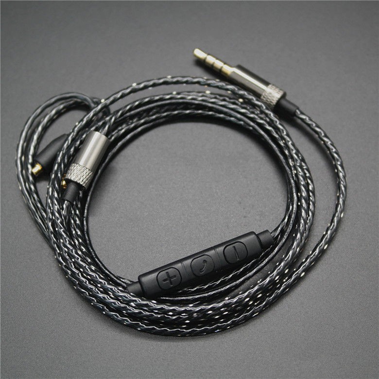 MMCX Audio Cable Cord Volume Control for Shure SE215/425/535/846 Black with Mic gallery
