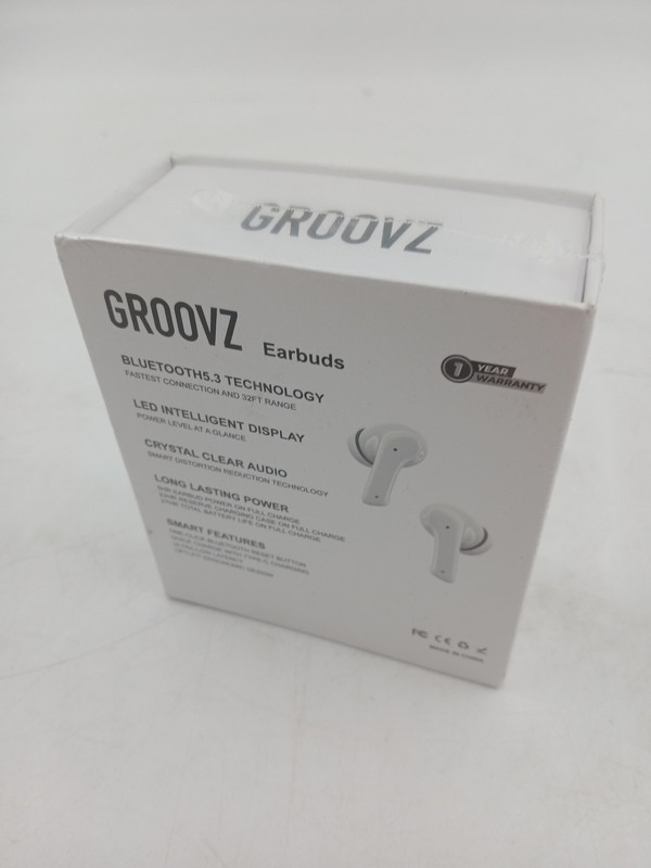 GROOVZ Wireless Earbuds White Bluetooth 5.3 LED Display Fast Pair Long Battery gallery