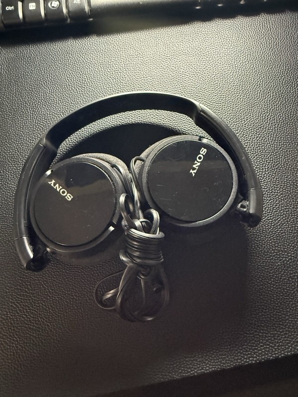 Sony Wired Adjustable Over The Ear Headphones Black Folding 3.5mm Vintage
