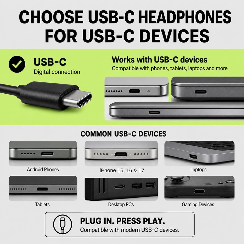 CL750 USB C Wired Headphones with Mic & Volume Control Noise Isolating for iP... gallery