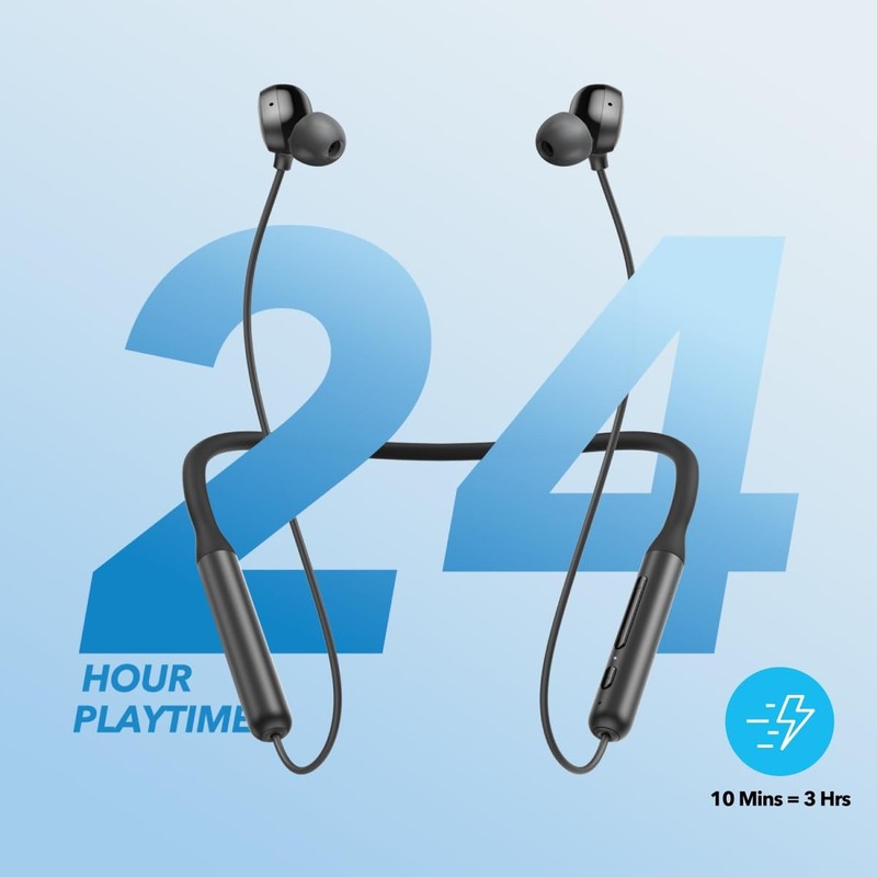 Soundcore by Anker Life U2i Wireless Neckband Headphones, 10mm medium, Black gallery
