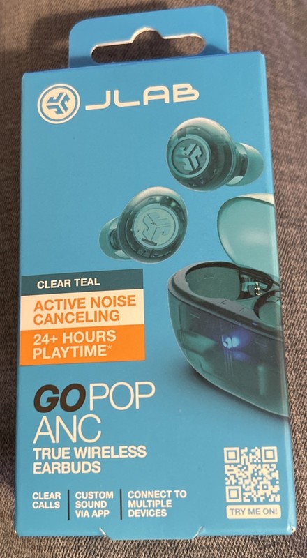 JLab GO Pods ANC Teal Wireless Earbuds Hybrid Noise Canceling 26Hr Playtime New