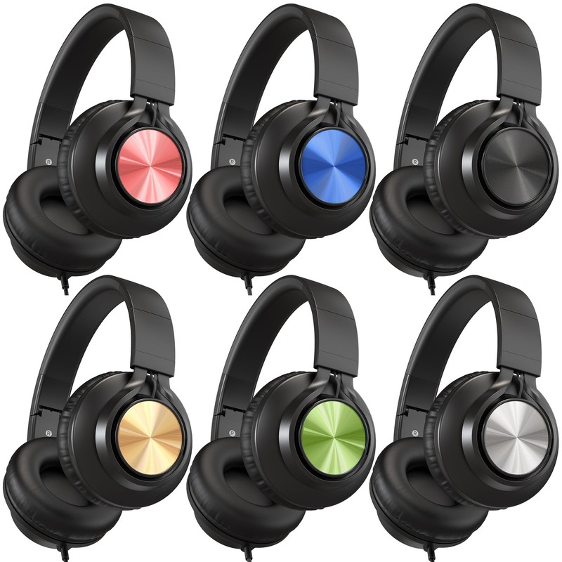 6 PCS Kids Headphones Bulk Wired With Microphone For School 3.5mm Multicolor
