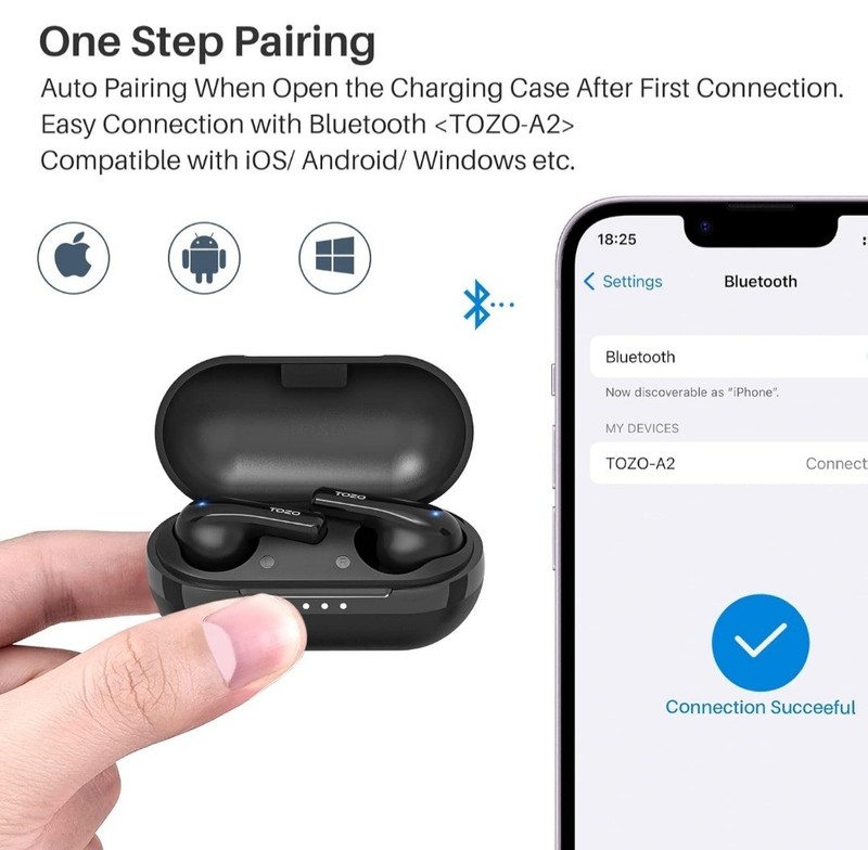 TOZO A2-S Wireless Earbuds Bluetooth Immersive Premium Sound Stereo Headphones gallery