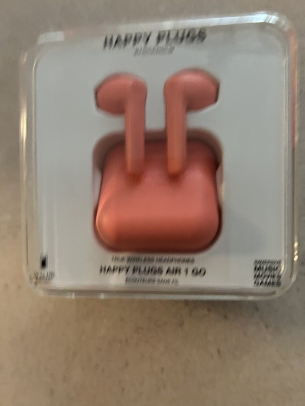 Happy Plugs Air 1 Go True Wireless Earbuds & Charge Case Peach Pink – New Sealed