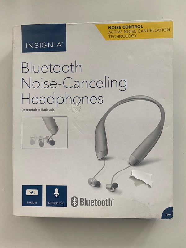 Insignia Noise-Canceling Wireless Bluetooth Behind-the-Neck Headphones - Silver