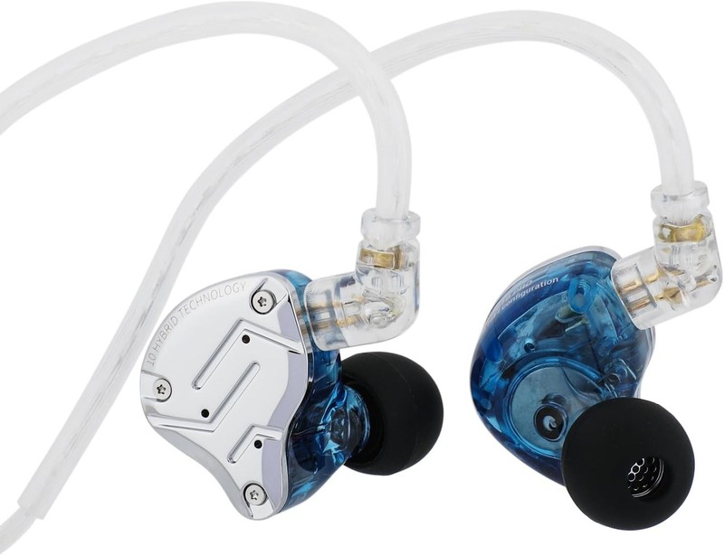 KZ ZS10 Pro Hybrid IEM HiFi Wired Earbuds with Stainless Steel Faceplate – Blue