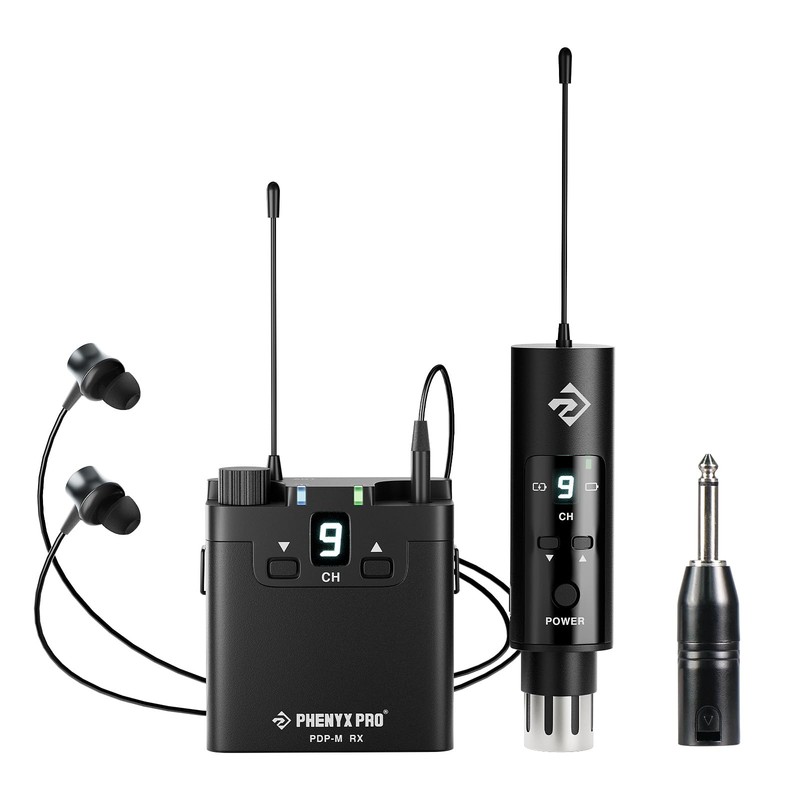 Phenyx Pro UHF Wireless in-Ear Monitor 1 Transmitter+1 Receiver, Black