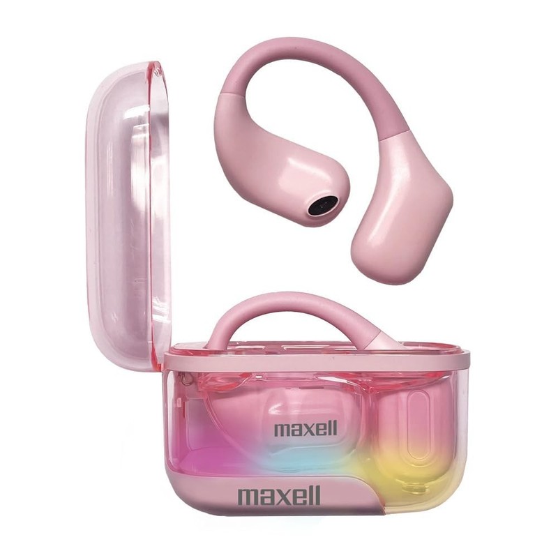 Maxell OWS Pro, Bluetooth Open Earhooks, UP to 18 Hours Earbuds, Pink