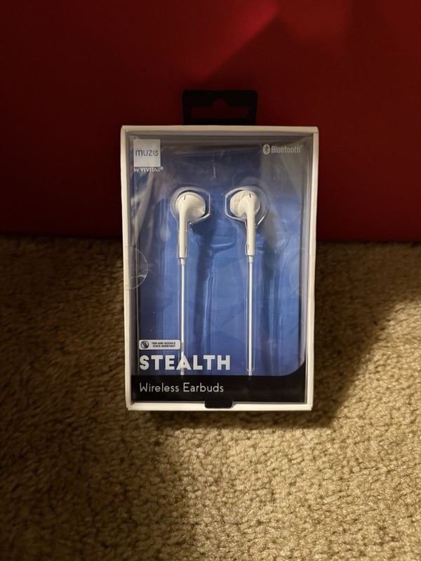 Muze By Vivitar STEALTH Bluetooth Wireless Earbuds Voice Assistant White