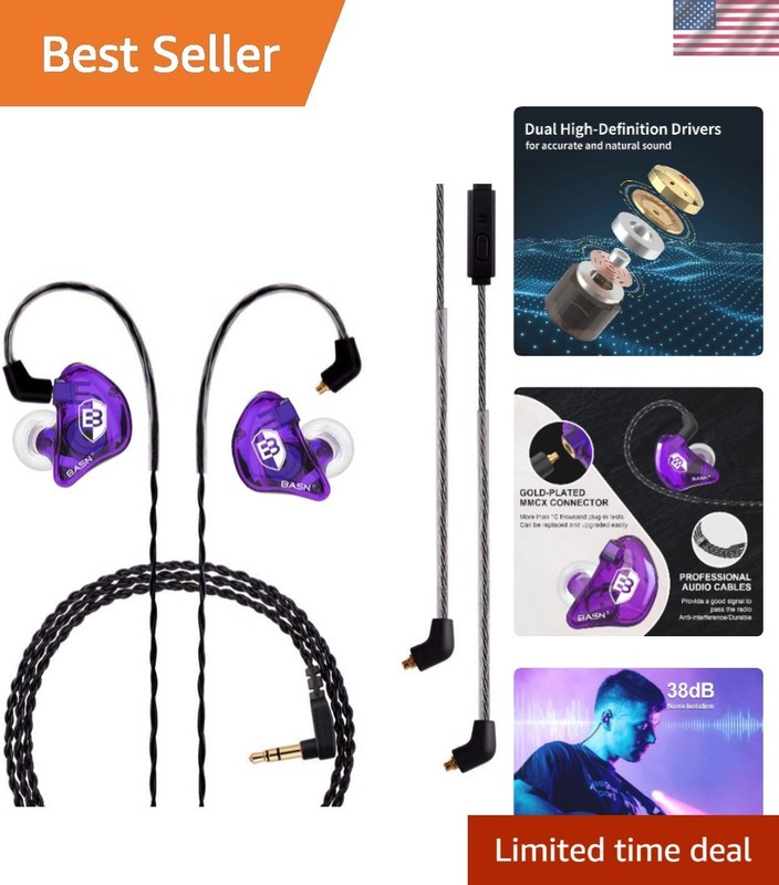 Pro Clear Purple Dual Driver In-Ear Headphones with Noise Isolation Technology