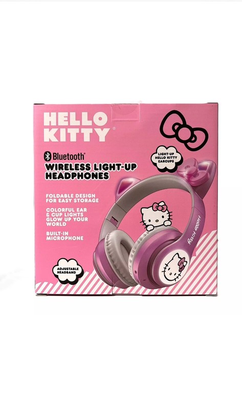Hello Kitty Wireless Light Up Headphones Bluetooth Pink & White Sanrio NEW NIB