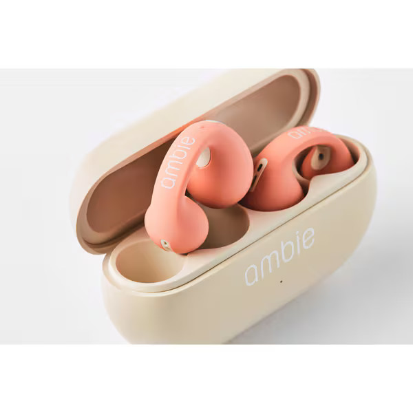 ambie wireless earphones sound earcuffs Bluetooth flamingo beige AM-TW02/FBC gallery