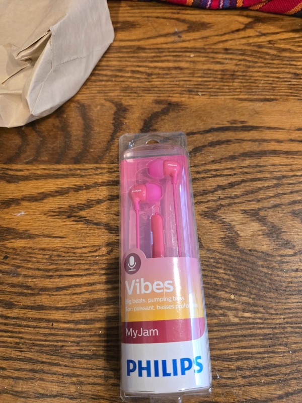 NIB Pink Phillips Ear Buds With Microphone Vibes My Jam #1