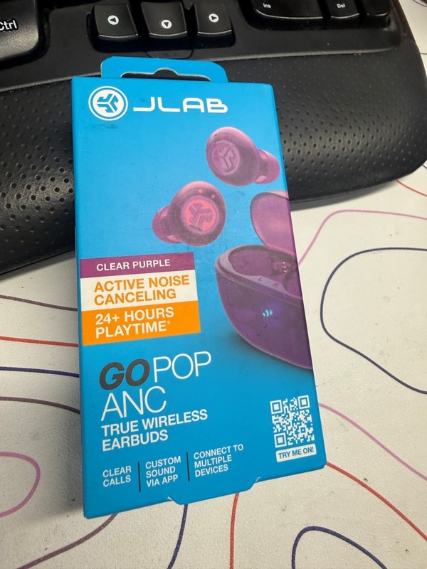 JLab Go Pop Active Noise Cancelling Bluetooth Earbuds – Purple NEW (ECP020125)