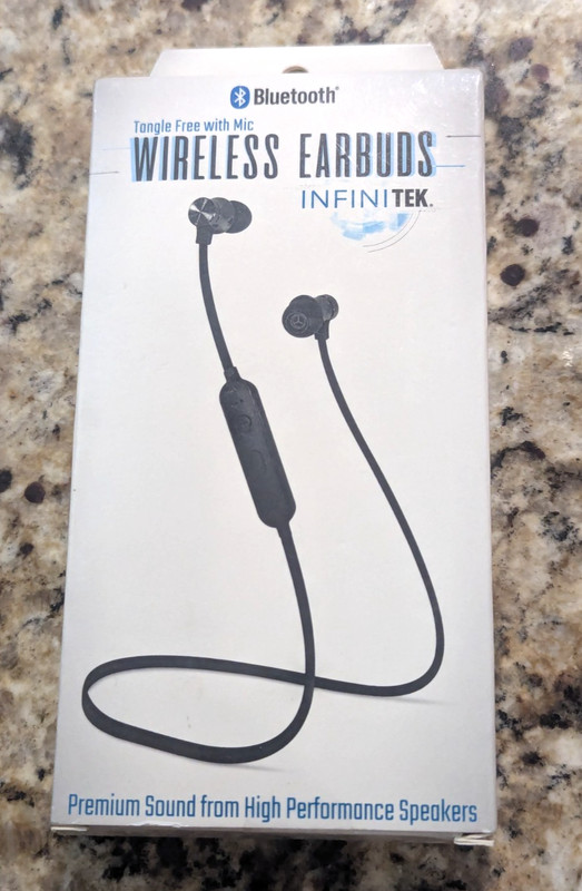 InfiniTek Wireless Earbuds Tangle Free with Mic Bluetooth Black