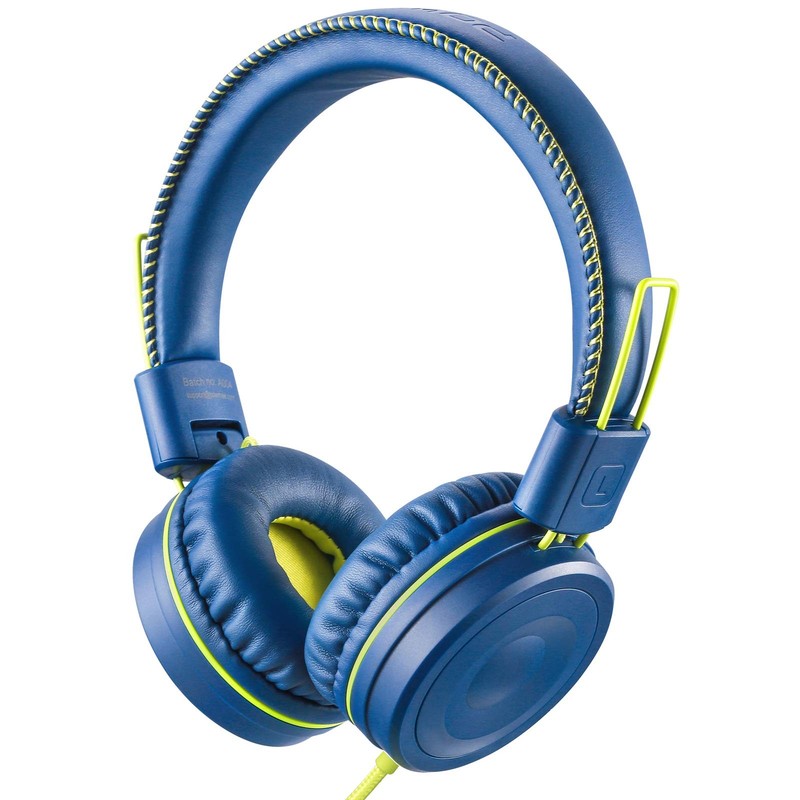 M1 Kids Blue Wired Headphones Foldable Adjustable Stereo 3.5mm Jack Cord