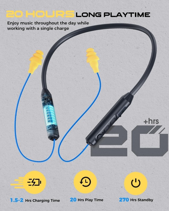 Bluetooth Earplug Headphones, Neckband Wireless Earbuds earplugs-29db Noise R... gallery