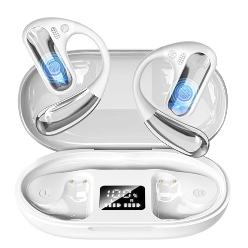 Open Ear Headphones, Bluetooth 5.4 Wireless Earbuds with Ear Hooks, off white gallery