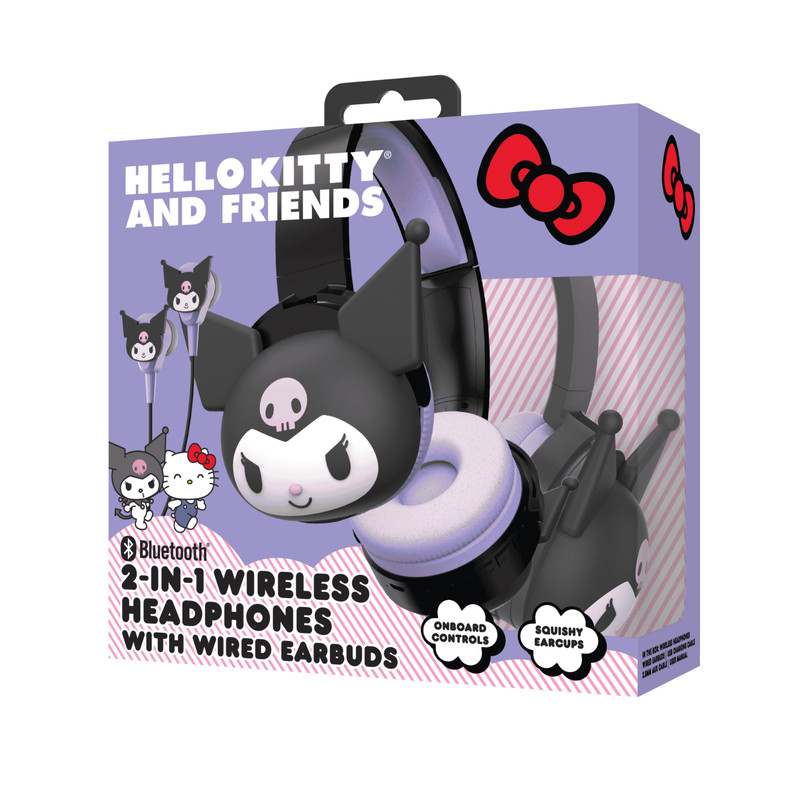 Hello Kitty 2-in-1 Wireless Bluetooth Headphones With Wired Earbuds - Kuromi gallery