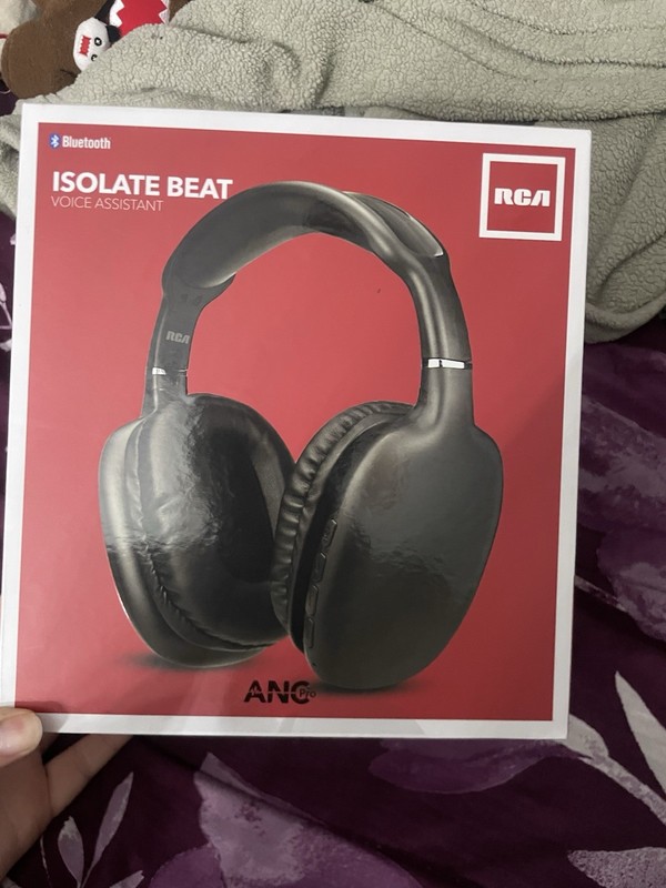 RCA Isolate Beat Bluetooth Headphones Black ANC Voice Assistant Over-Ear