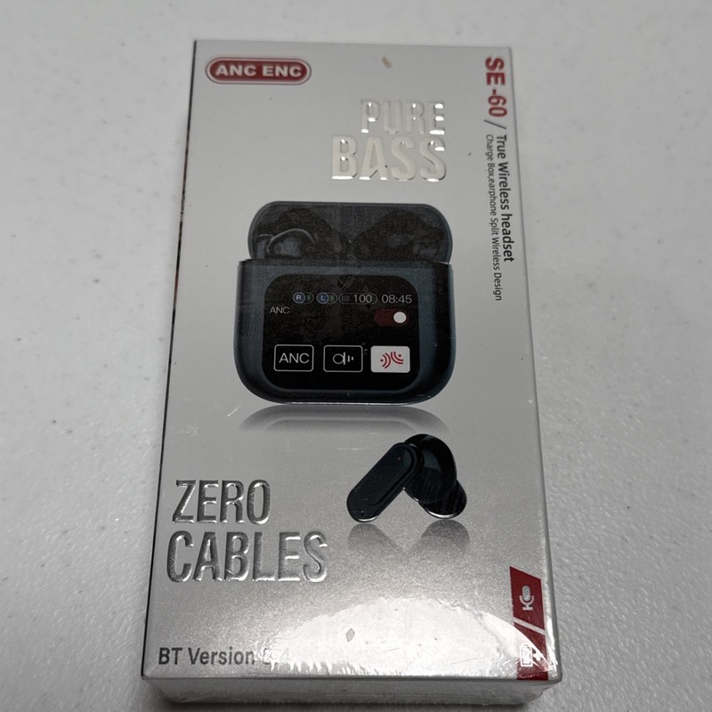 SE-60 ANC ENC TRUE WIRELESS HEADSET ZERO CABLES BT VERSION 5.4 PURE BASS BLACK