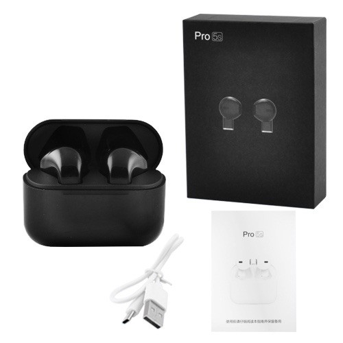 Jet Black Wireless Bluetooth Earbuds Pro 5S – with case and charger