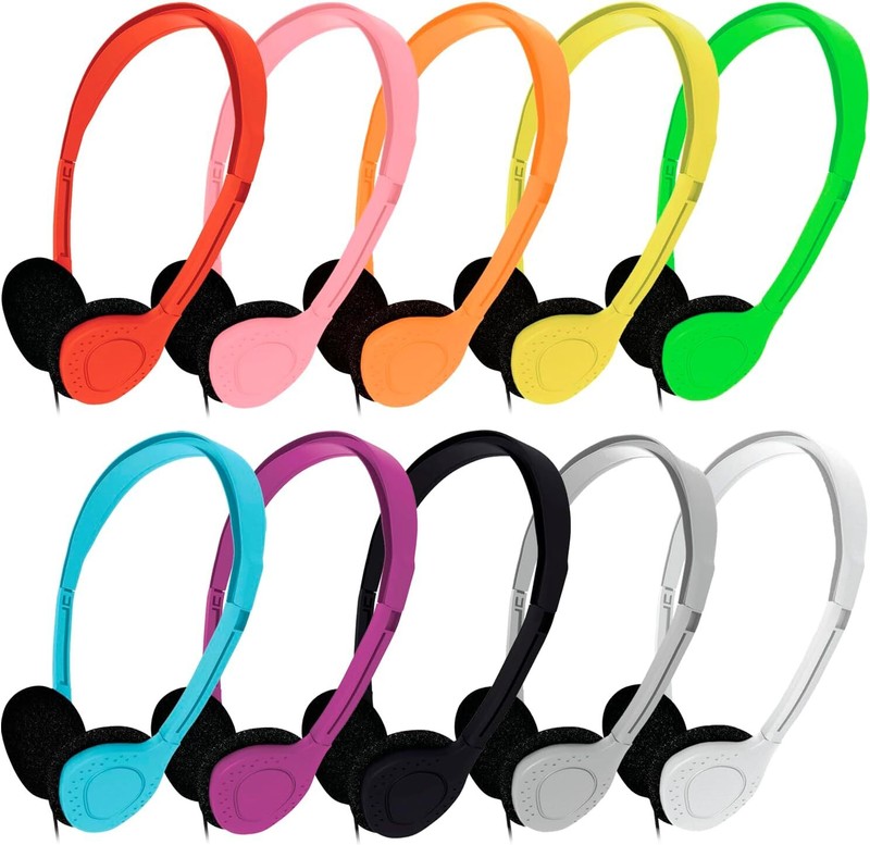 3.5 mm Jack Lightweight Wired On-Ear Stereo Headphones Black NEW Lot