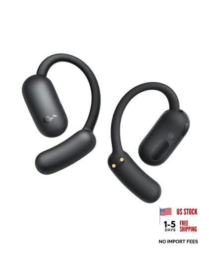 AeroFit 2 by Anker, Open-Ear Headphones, Real-Time Translation Black Standard