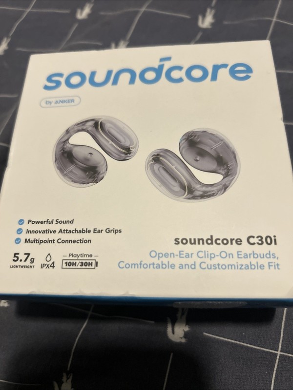 Soundcore C30i Open-Ear Earbuds Clip-On Headphones Comfort 10H/30H Playtime New