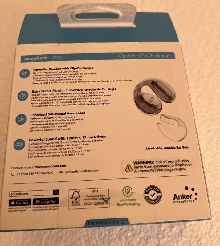 Soundcore C30i Open-Ear Earbuds Clip-On Headphone Mint Condition gallery