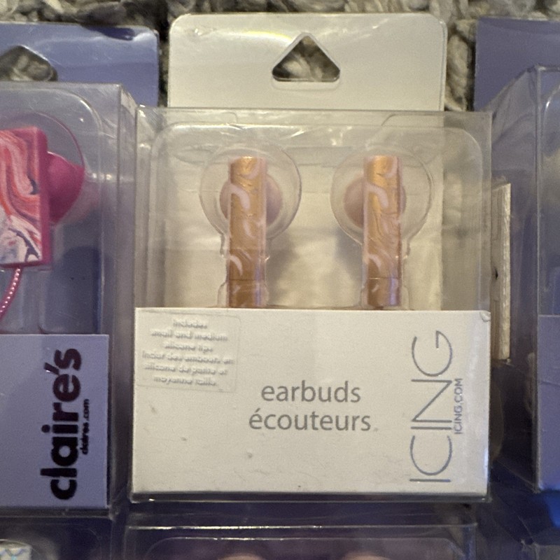 (10x) Claire's Girls Wired Earbuds Lot Pink White Pearl Mermaid Theme New NIB gallery