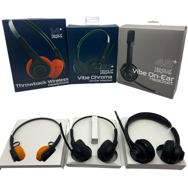 Lot of 3 Headset JLab Gaming Over Ear Wireless Headphones Bluetooth for PC