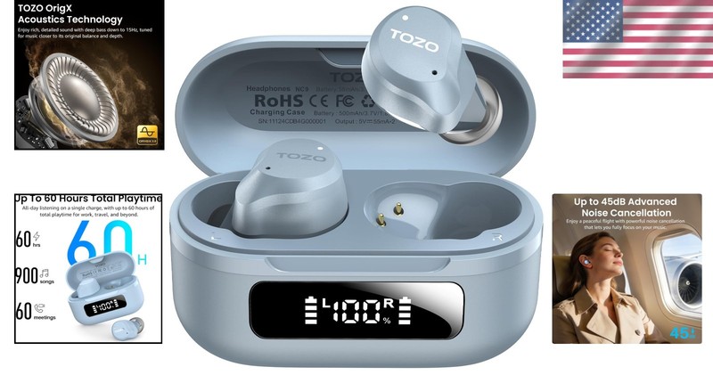 NC9 Wireless Earbuds: Hybrid Active Noise Cancelling & 60H Playtime, gallery