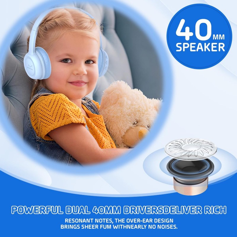 Kids Bluetooth Headphones Wireless 85dB Volume Limiter 30H Playtime gallery