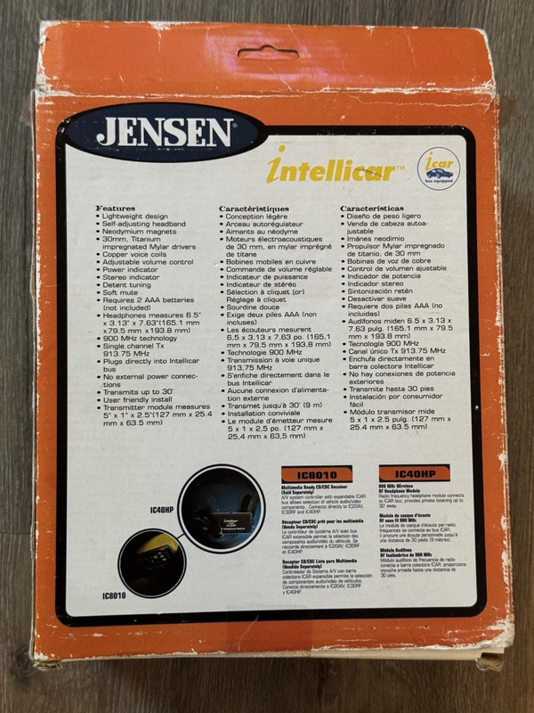 Vintage Jensen IC40HP Intellicar Wireless RF Headphones Module Car Audio NIB gallery