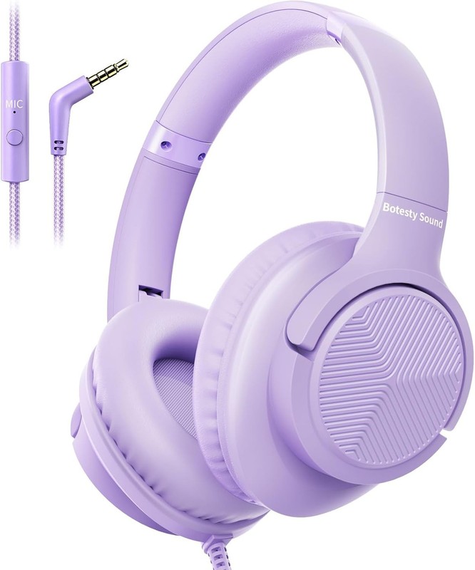 Comfortable Over-Ear Headphones with Mic - Noise Cancellation & Portable Purple gallery