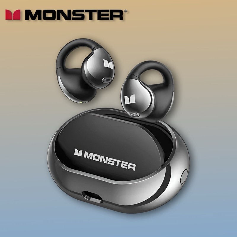 Monster Open Ear AC600 Earphones Bone Conduction Ear Clip Bluetooth 5.4 -Black