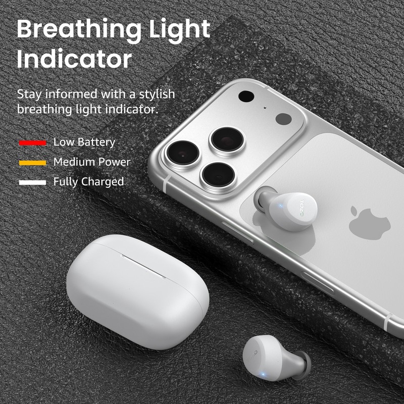 TOZO - A1 Lightweight Wireless Earbuds Headphones, White - Refurbished gallery