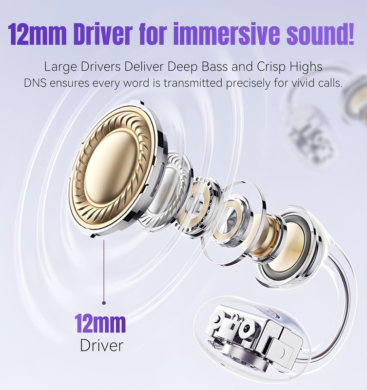 King Lucky Truly upgrade Clip on Earbuds Open Ear Wireless Bluetooth Purple gallery