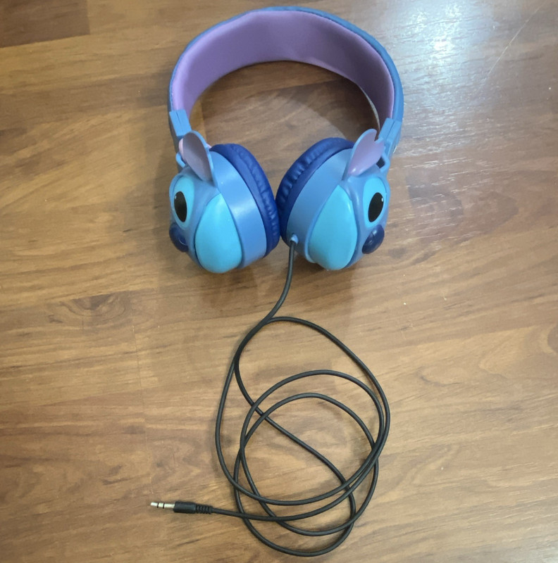 Disney Stitch On-Ear Wired Headphones Blue/Purple Adjustable 3.5mm 3ft