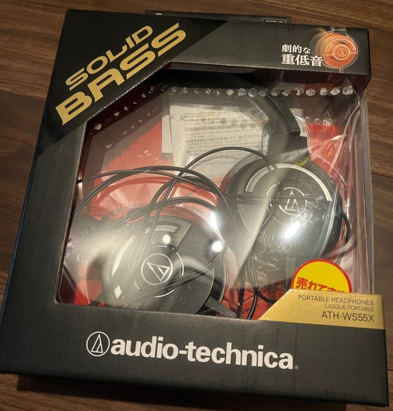 Audio-Technica ATH-WS55X Solid Bass Portable Headphones Black Very Good Japan