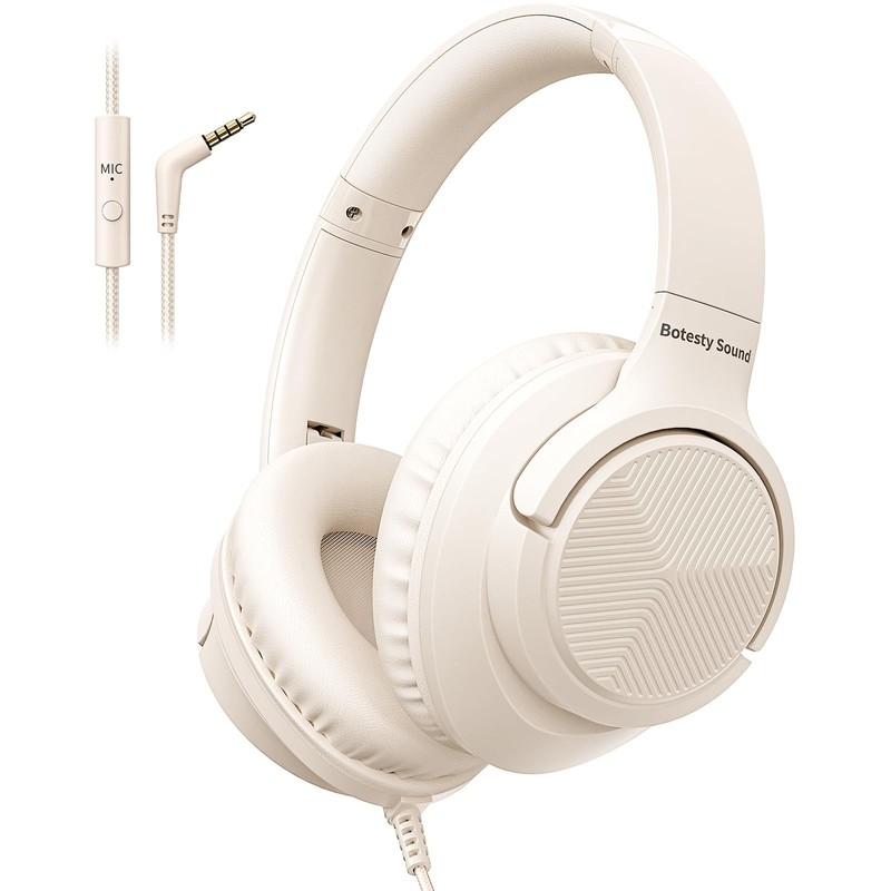 Headphones Wired with Microphone, Over Ear Foldable 3.5mm Plug in Headphones