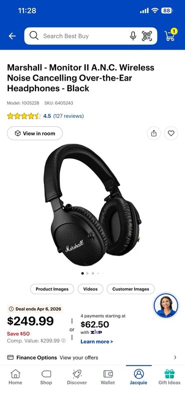 Marshall – Monitor II A.N.C. Wireless Noise Cancelling Over-the-Ear Headphone