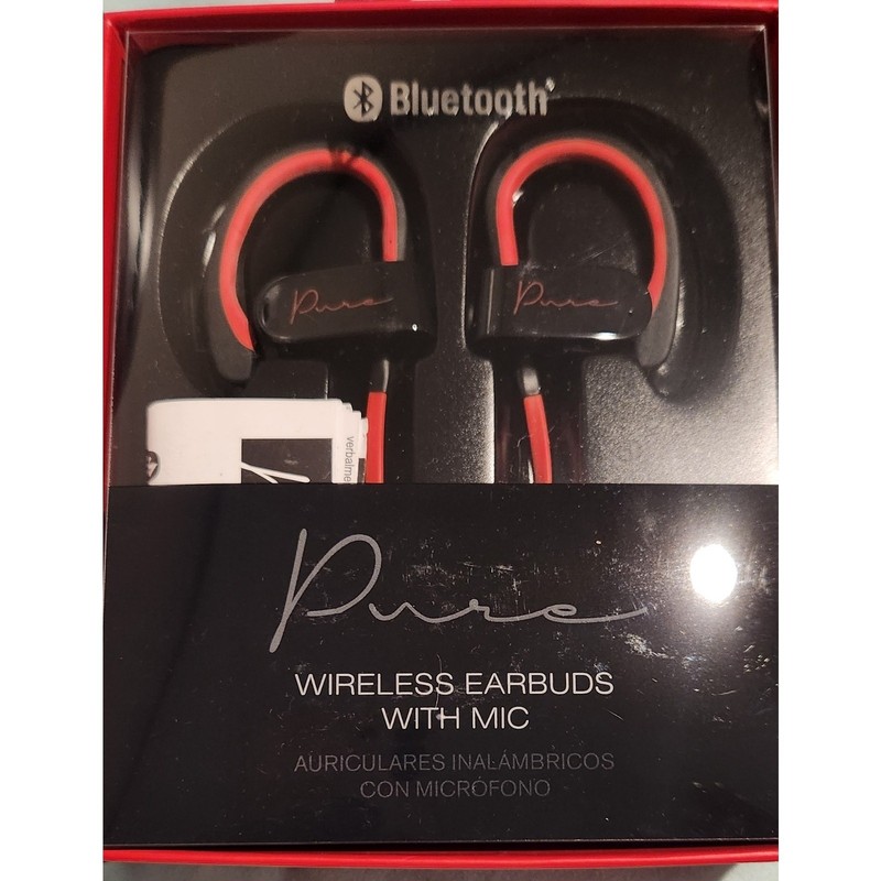 Pure Wireless Earbuds With Mic Bluetooth Red Black Built In Microphone
